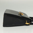 Salvatore Ferragamo Gancini Hand Bag Leather 2way Black Gold Auth 136400-4