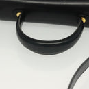 Salvatore Ferragamo Gancini Hand Bag Leather 2way Black Gold Auth 136400-7