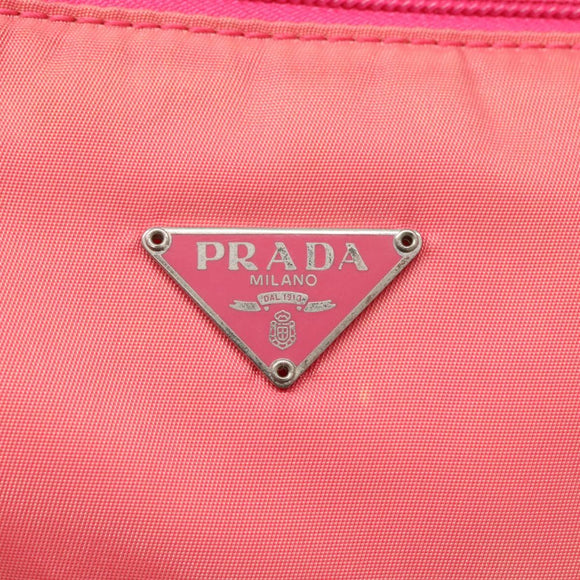 PRADA Accessory Pouch Nylon Pink Silver Auth 136404