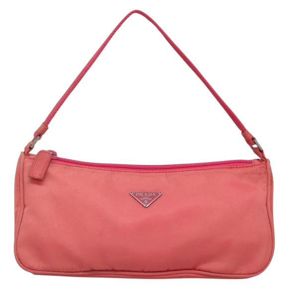 PRADA Accessory Pouch Nylon Pink Silver Auth 136404