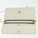 Christian Dior Honeycomb Canvas Shoulder Bag PVC White Gold Auth 136409-15