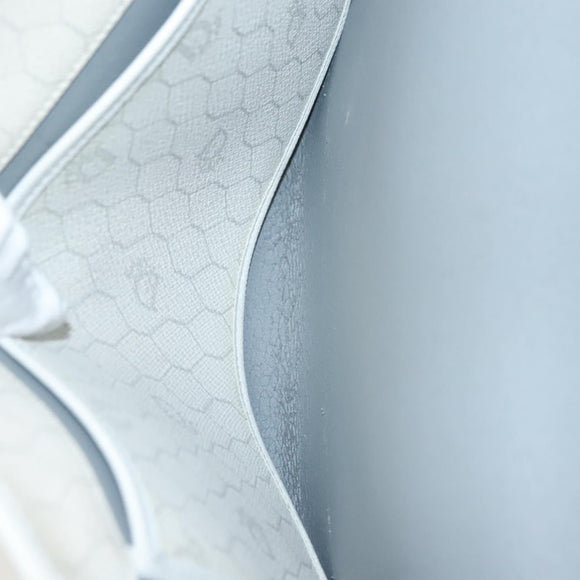 Christian Dior Honeycomb Canvas Shoulder Bag PVC White Gold Auth 136409