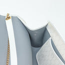 Christian Dior Honeycomb Canvas Shoulder Bag PVC White Gold Auth 136409-20