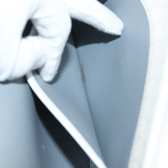 Christian Dior Honeycomb Canvas Shoulder Bag PVC White Gold Auth 136409