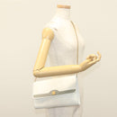 Christian Dior Honeycomb Canvas Shoulder Bag PVC White Gold Auth 136409-22