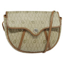 Christian Dior Honeycomb Canvas Shoulder Bag PVC Beige Gold Auth 136410-1