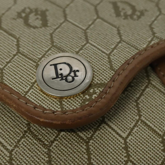 Christian Dior Honeycomb Canvas Shoulder Bag PVC Beige Gold Auth 136410