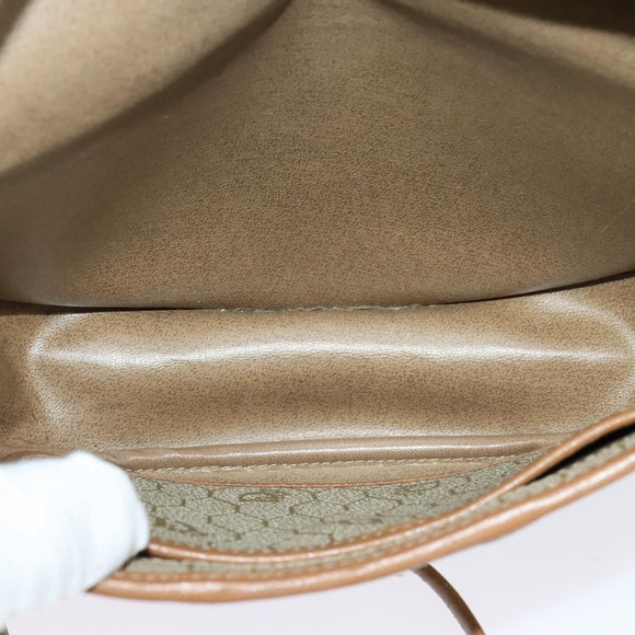 Christian Dior Honeycomb Canvas Shoulder Bag PVC Beige Gold Auth 136410