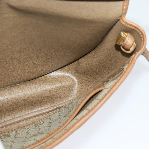 Christian Dior Honeycomb Canvas Shoulder Bag PVC Beige Gold Auth 136410