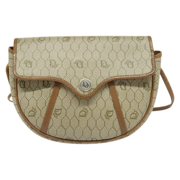 Christian Dior Honeycomb Canvas Shoulder Bag PVC Beige Gold Auth 136410 - 0
