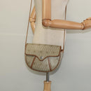 Christian Dior Honeycomb Canvas Shoulder Bag PVC Beige Gold Auth 136410-21