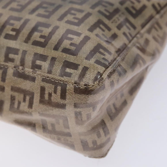 FENDI Zucchino Canvas Shoulder Bag Coated Canvas Beige Gold Auth 136436