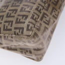 FENDI Zucchino Canvas Shoulder Bag Coated Canvas Beige Gold Auth 136436-11