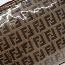 FENDI Zucchino Canvas Schoudertas Gecoat Canvas Beige Goud Auth 136436-9