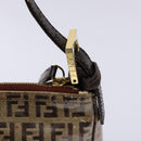FENDI Zucchino Canvas Schoudertas Gecoat Canvas Beige Goud Auth 136436-18