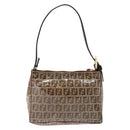 FENDI Zucchino Canvas Shoulder Bag Coated Canvas Beige Gold Auth 136436-2