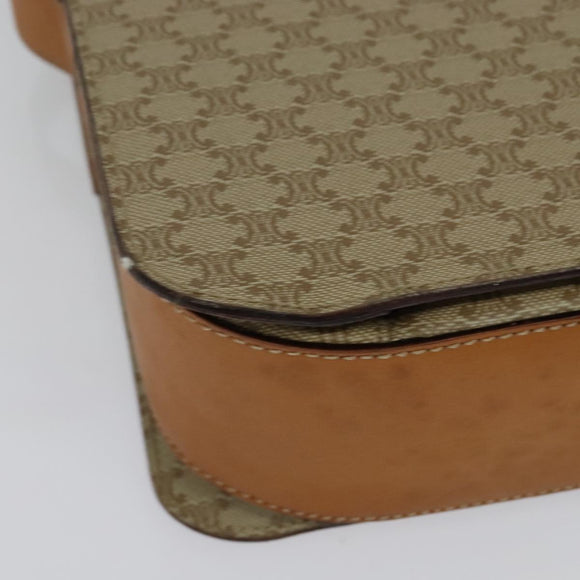 CELINE Macadam Canvas Shoulder Bag PVC Beige Gold Auth 136443