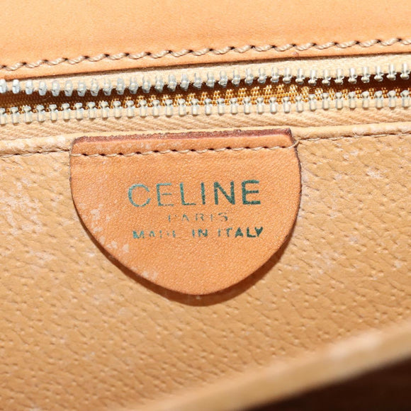 CELINE Macadam Canvas Shoulder Bag PVC Beige Gold Auth 136443