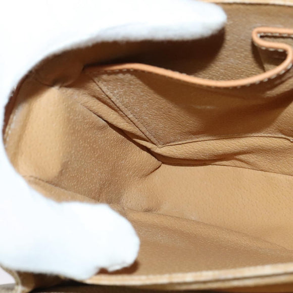 CELINE Macadam Canvas Shoulder Bag PVC Beige Gold Auth 136443