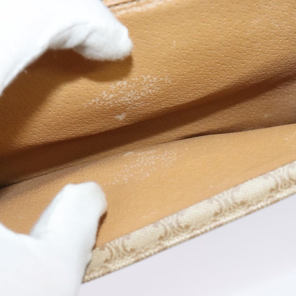 CELINE Macadam Canvas Shoulder Bag PVC Beige Gold Auth 136443