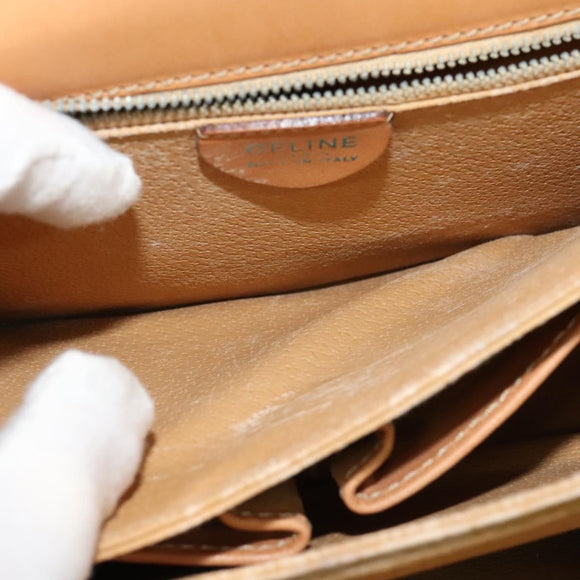 CELINE Macadam Canvas Shoulder Bag PVC Beige Gold Auth 136443