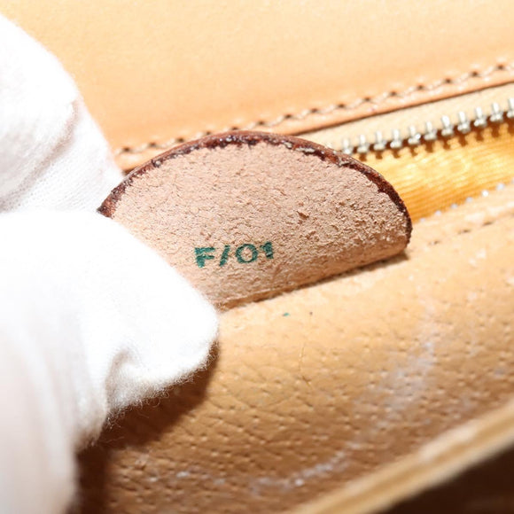 CELINE Macadam Canvas Shoulder Bag PVC Beige Gold Auth 136443