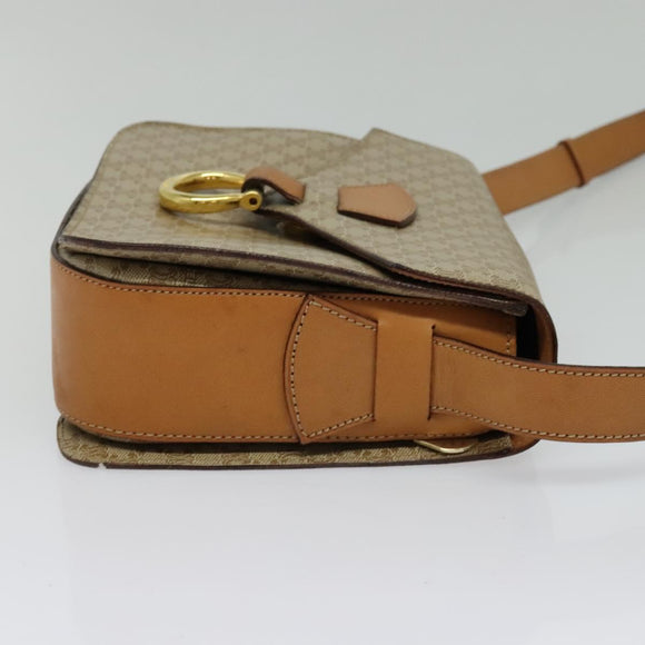 CELINE Macadam Canvas Shoulder Bag PVC Beige Gold Auth 136443