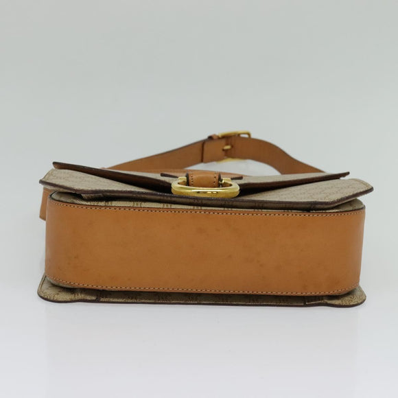 CELINE Macadam Canvas Shoulder Bag PVC Beige Gold Auth 136443