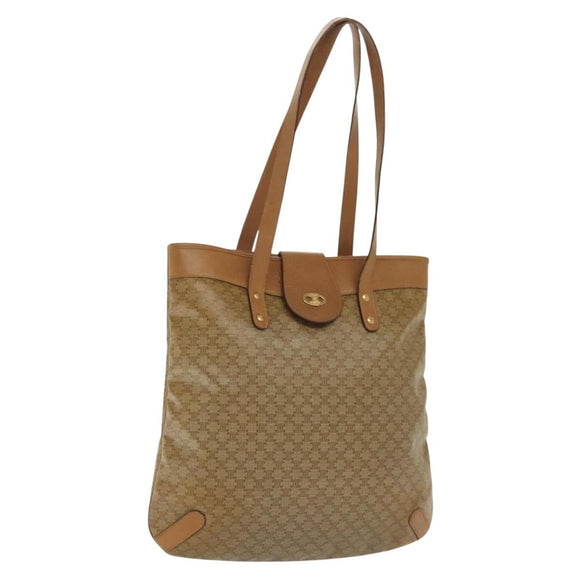 CELINE Macadam Canvas Tote Bag PVC Beige Gold Auth 136444