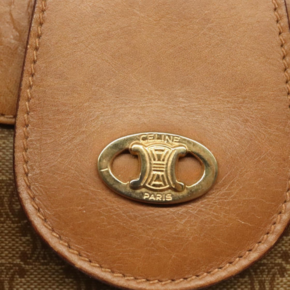 CELINE Macadam Canvas Tote Bag PVC Beige Gold Auth 136444