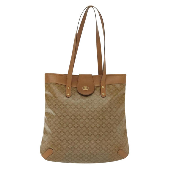 CELINE Macadam Canvas Tote Bag PVC Beige Gold Auth 136444