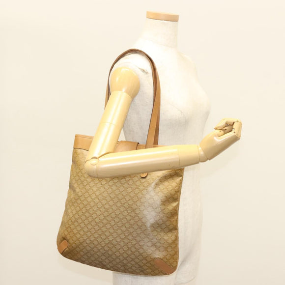CELINE Macadam Canvas Tote Bag PVC Beige Gold Auth 136444
