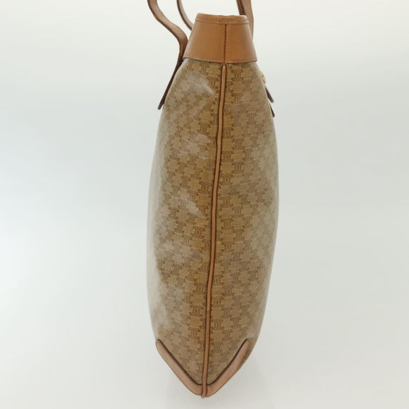 CELINE Macadam Canvas Tote Bag PVC Beige Gold Auth 136444