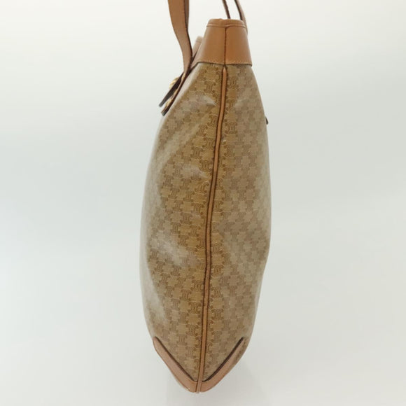 CELINE Macadam Canvas Tote Bag PVC Beige Gold Auth 136444