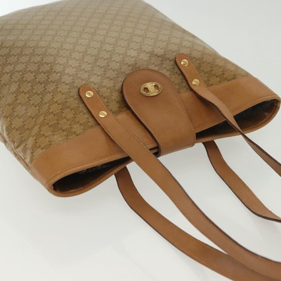 CELINE Macadam Canvas Tote Bag PVC Beige Gold Auth 136444