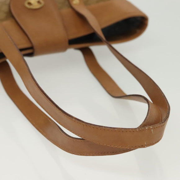 CELINE Macadam Canvas Tote Bag PVC Beige Gold Auth 136444