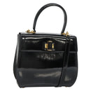 Salvatore Ferragamo Gancini Hand Bag Patent leather 2way Black Gold Auth 136446-1