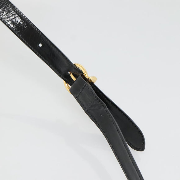 Salvatore Ferragamo Gancini Hand Bag Patent leather 2way Black Gold Auth 136446