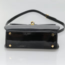 Salvatore Ferragamo Gancini Hand Bag Patent leather 2way Black Gold Auth 136446-11