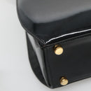 Salvatore Ferragamo Gancini Hand Bag Patent leather 2way Black Gold Auth 136446-13