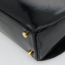 Salvatore Ferragamo Gancini Hand Bag Patent leather 2way Black Gold Auth 136446-14