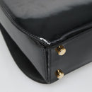 Salvatore Ferragamo Gancini Hand Bag Patent leather 2way Black Gold Auth 136446-15