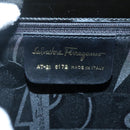 Salvatore Ferragamo Gancini Hand Bag Patent leather 2way Black Gold Auth 136446-16