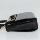 Salvatore Ferragamo Gancini Hand Bag Patent leather 2way Black Gold Auth 136446-4