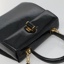 Salvatore Ferragamo Gancini Hand Bag Patent leather 2way Black Gold Auth 136446-6