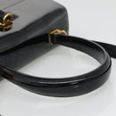 Salvatore Ferragamo Gancini Hand Bag Patent leather 2way Black Gold Auth 136446-7