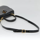 Salvatore Ferragamo Gancini Hand Bag Patent leather 2way Black Gold Auth 136446-9