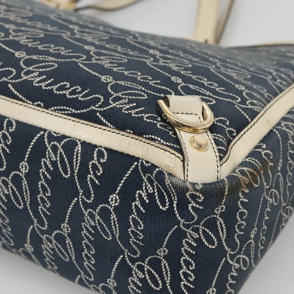 GUCCI Abbey Tote Bag Canvas Navy Gold 141472 Auth 136452