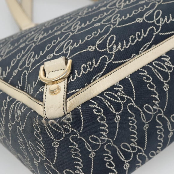 GUCCI Abbey Tote Bag Canvas Navy Gold 141472 Auth 136452