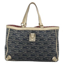 GUCCI Abbey Tote Bag Canvas Navy Gold 141472 Auth 136452-2